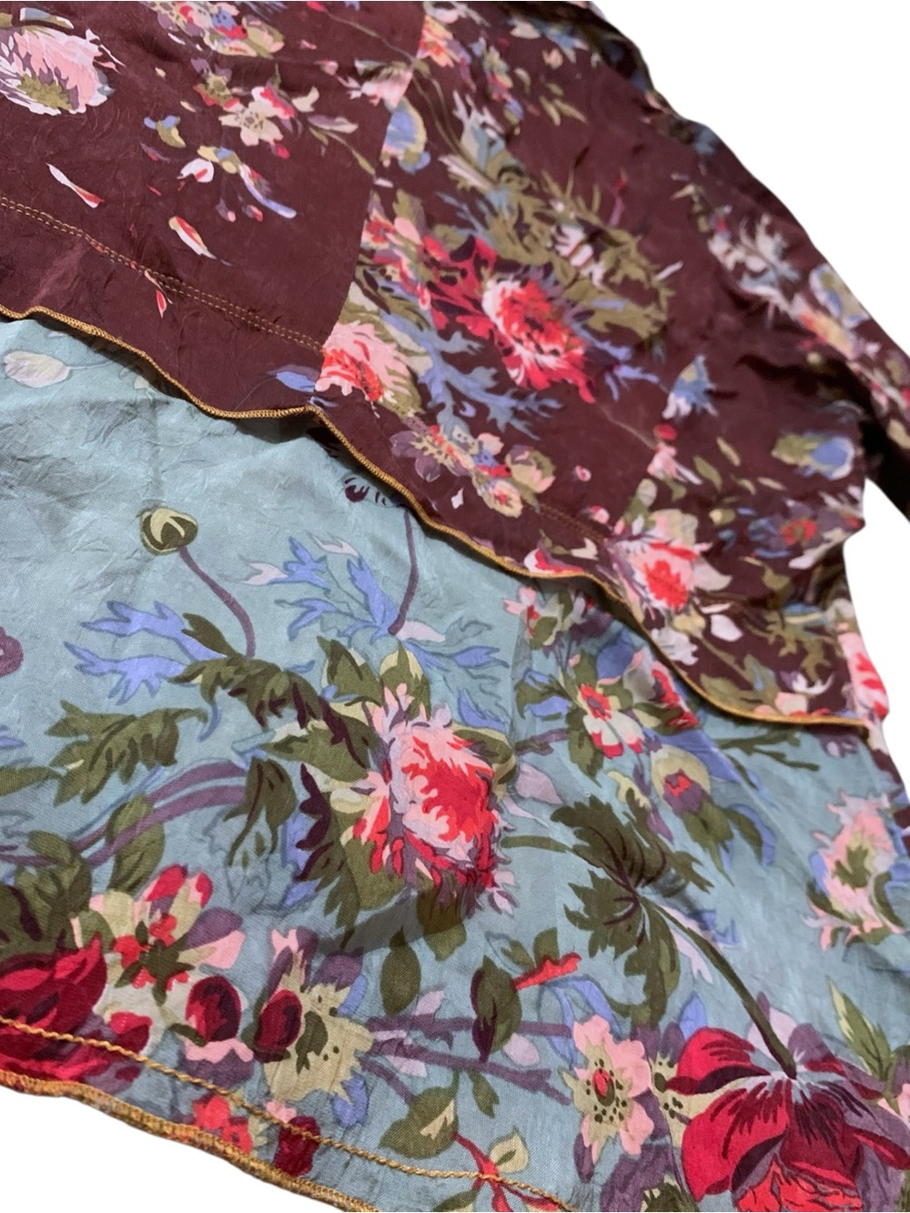 Johnny Was Floral Sheer Layered Button Front Blouse Boho Size S Like New - Picture 8 of 12